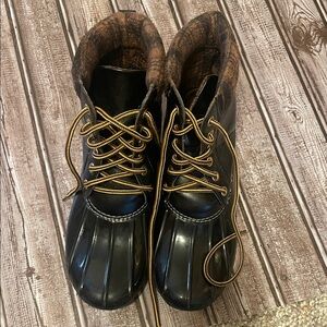 Anna Black and Brown Winter/Rain Boots